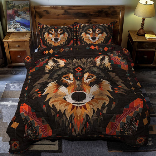 Wolf Native American WJ1706022CL Quilted Bedding Set