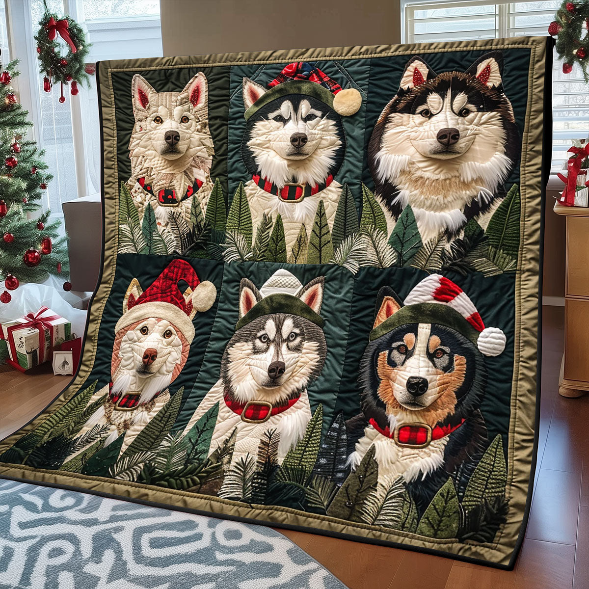 Christmas Husky XR1308038CL Quilt Blanket