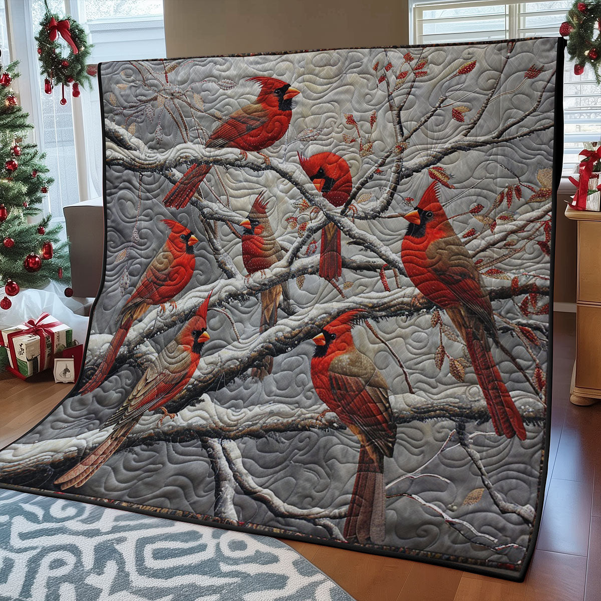 Red Cardinals WM1508046CL Quilt Blanket