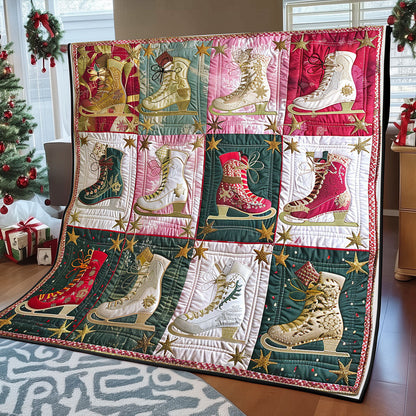 Twinkling Ice Skates XR1608014CL Quilt Blanket