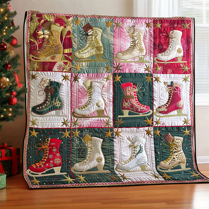 Twinkling Ice Skates XR1608014CL Quilt Blanket