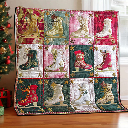 Twinkling Ice Skates XR1608014CL Quilt Blanket