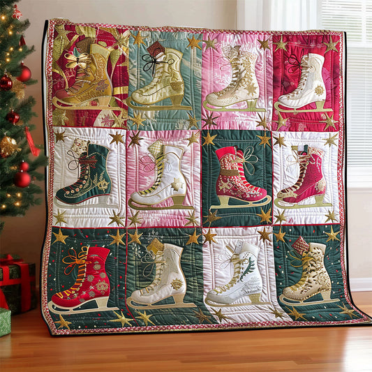 Twinkling Ice Skates XR1608014CL Quilt Blanket
