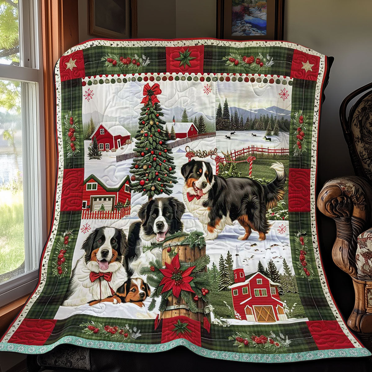 Bernese Mountain Holiday Cheer WN3008009CL Quilt Blanket