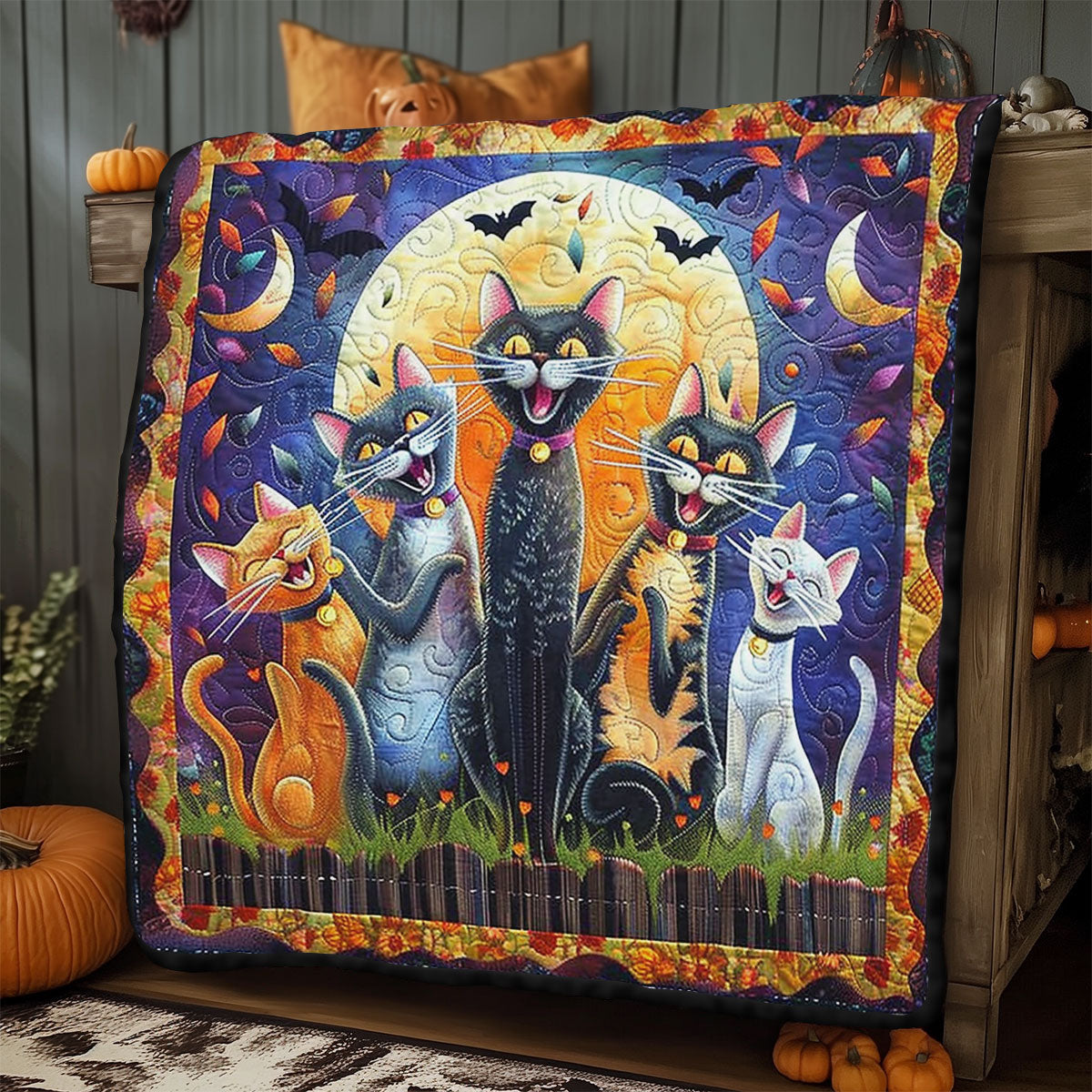 Halloween Cat Night SR2008021CL Quilt Blanket