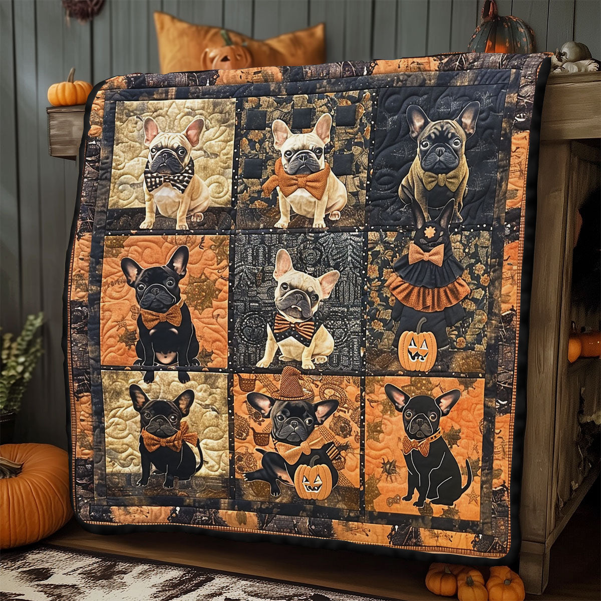 Halloween French Bulldog SR2008059CL Quilt Blanket