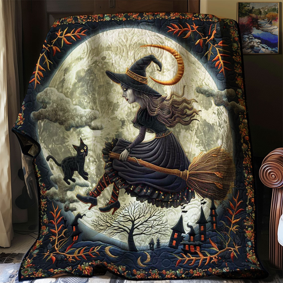 Halloween Witch's Moon WN1908081CL Quilt Blanket