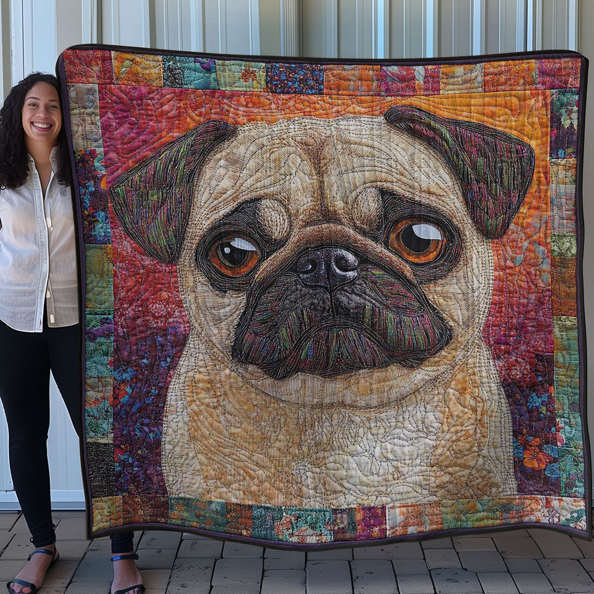Lovable Pug WN0508017CL Quilt Blanket