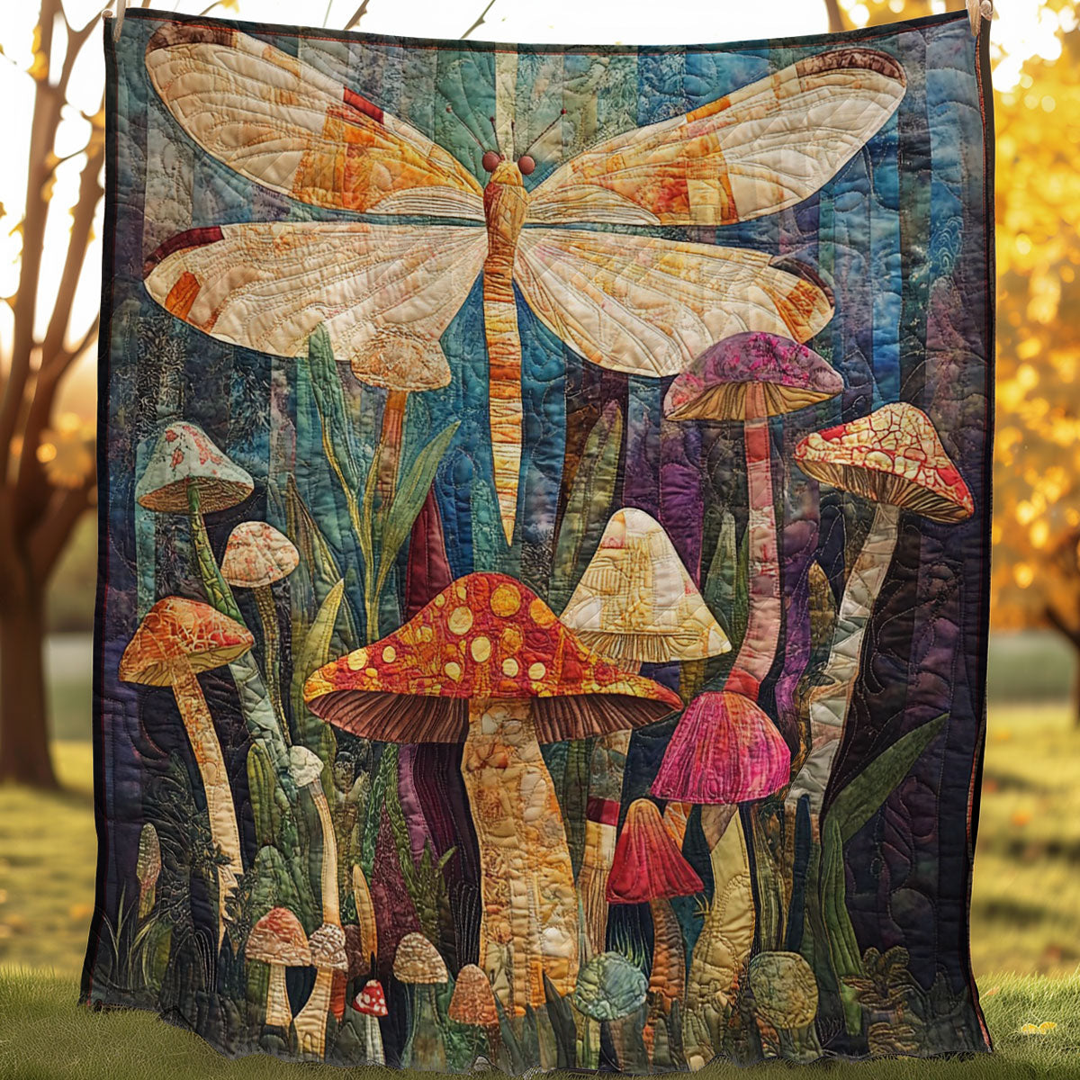 Mushrooms Dragonfly WM3107002CL Quilt Blanket