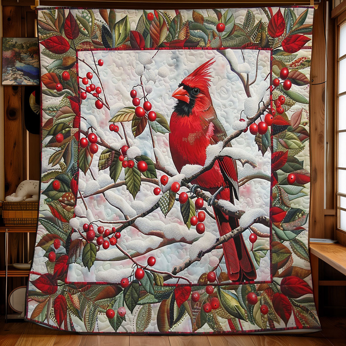 Red Cardinal WM1608033CL Quilt Blanket