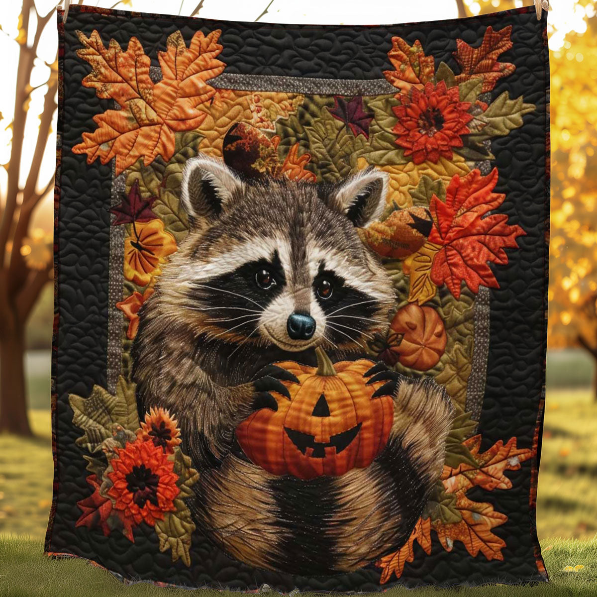 Spooky Autumn Raccoon WN1508060CL Quilt Blanket
