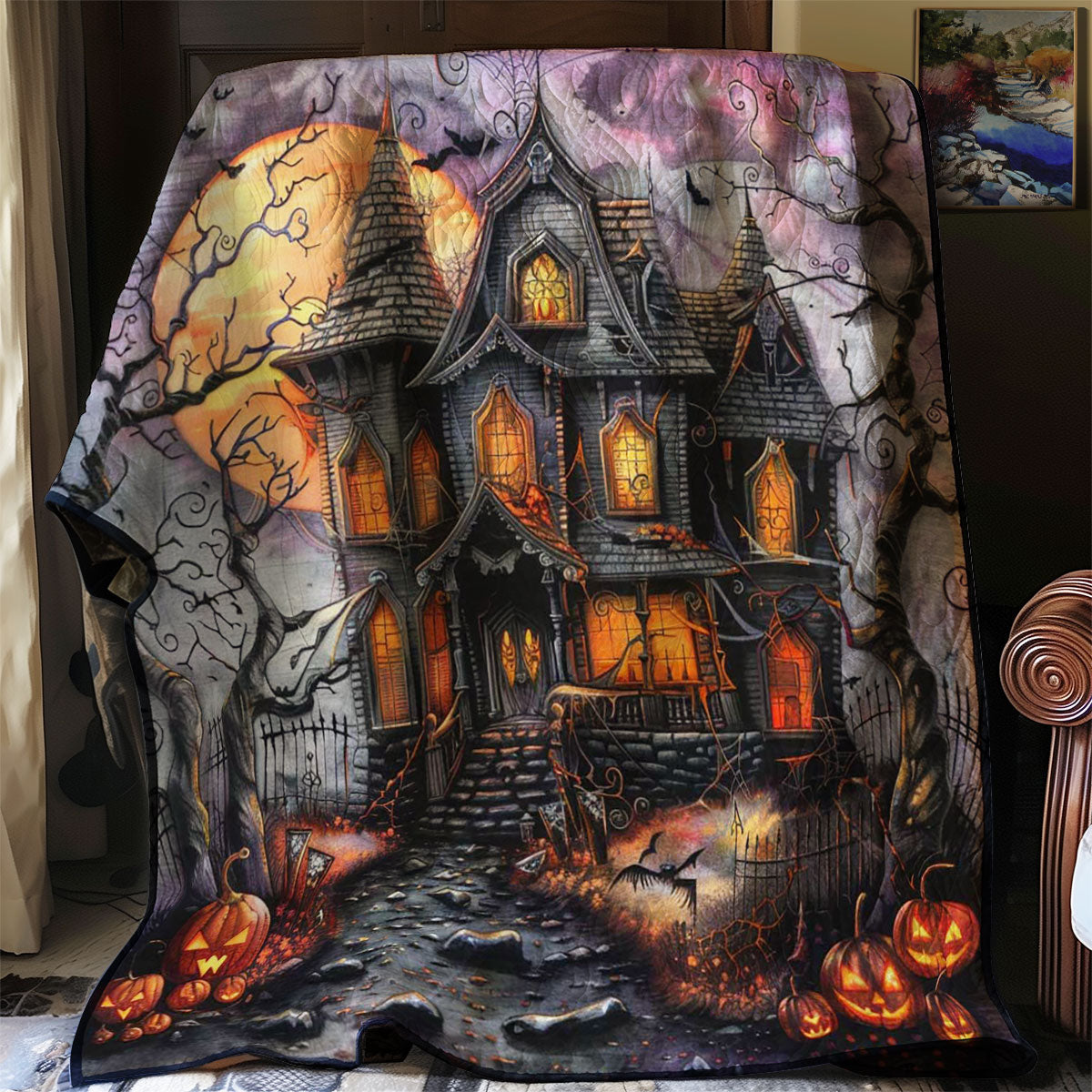 Spooky Castle of Shadows WN1908090CL Quilt Blanket