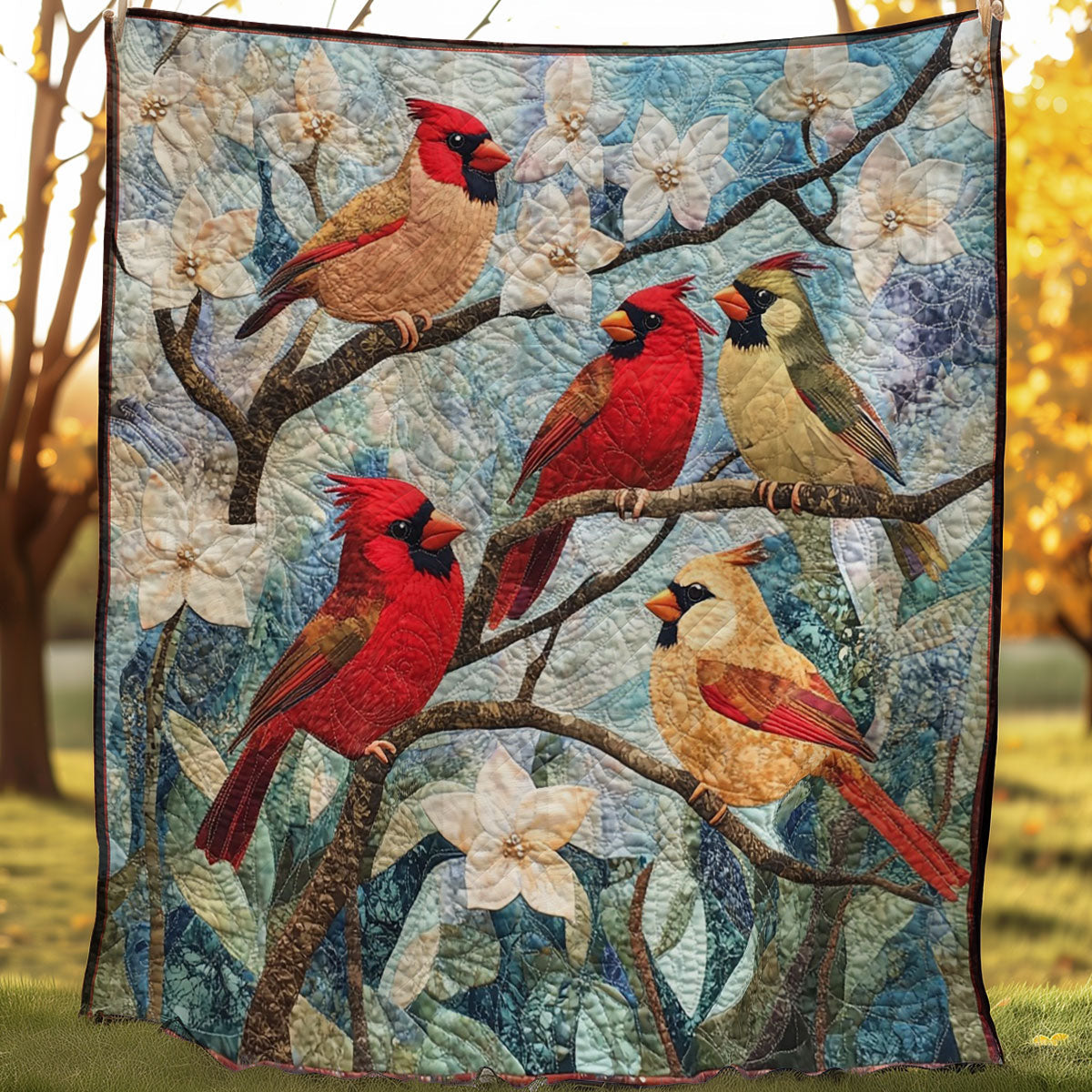 Spring Cardinals WM3107001CL Quilt Blanket
