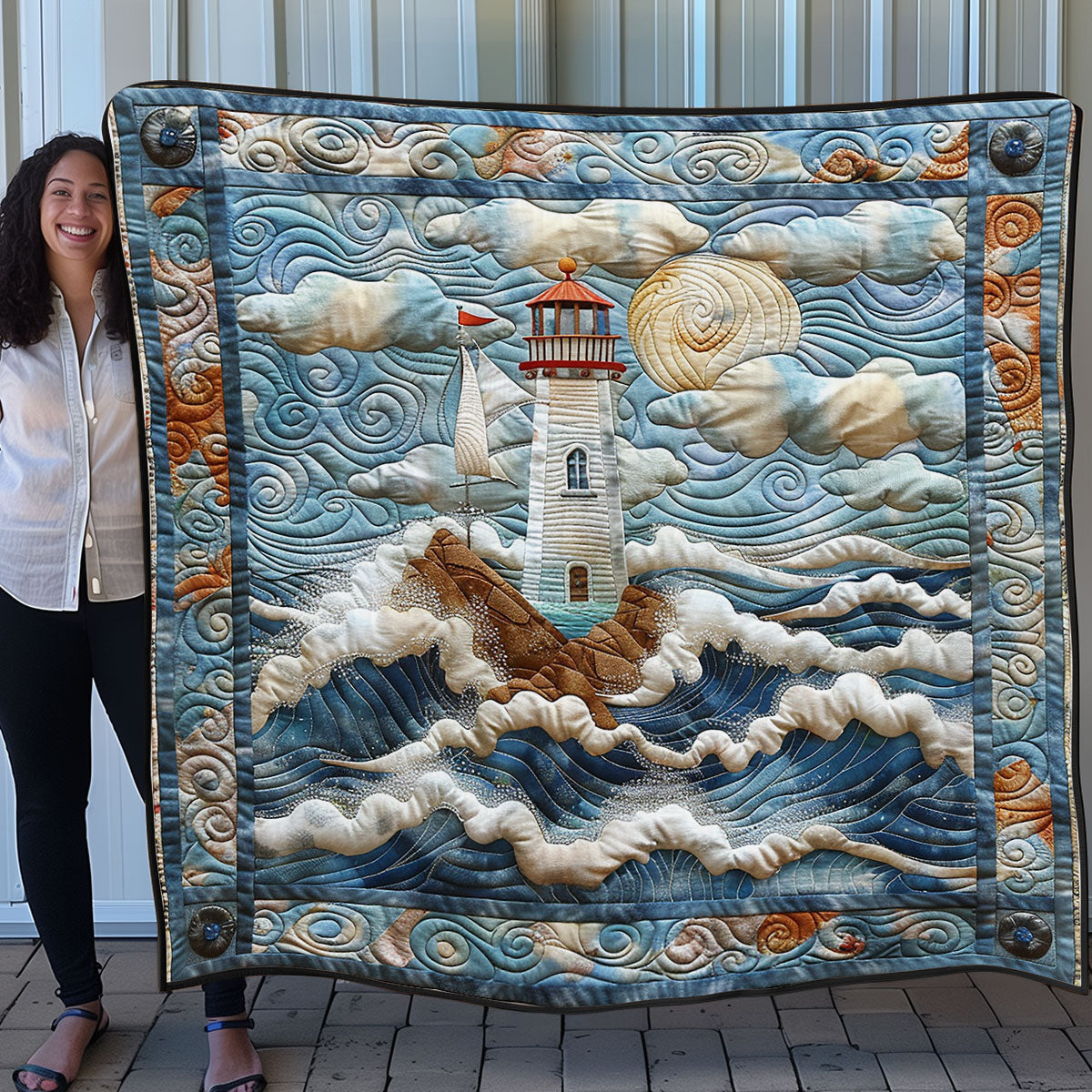 Stormy Lighthouse SR1308031CL Quilt Blanket