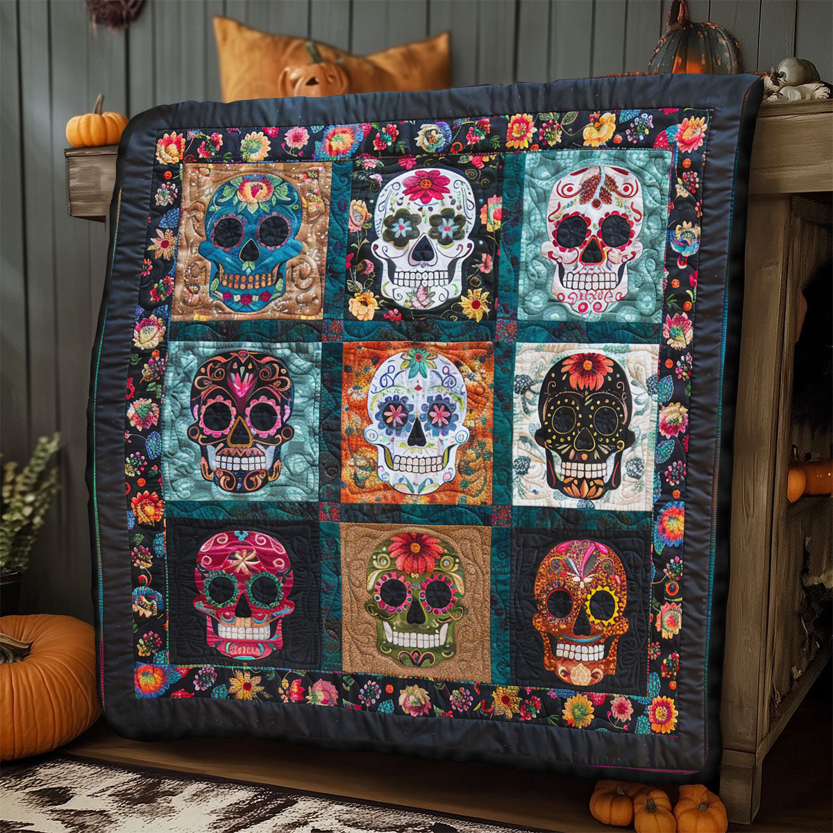 Sugar Skull Magic SR0908045CL Quilt Blanket