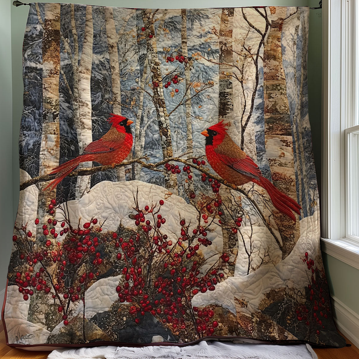 Winter Cardinals WM0308014CL Quilt Blanket