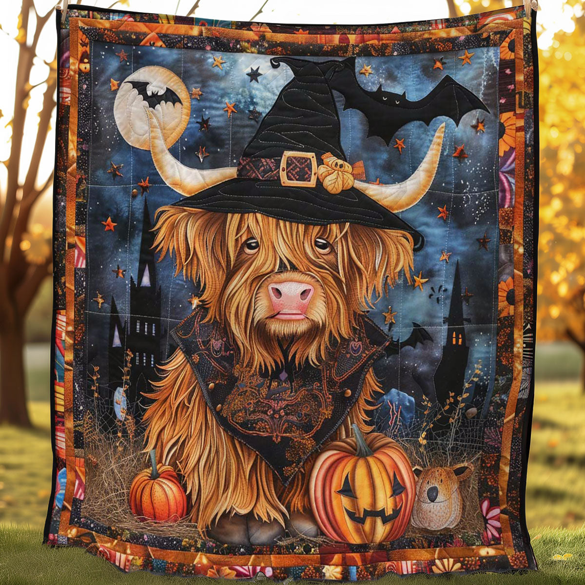Witchy Highland Cow WN0908121CL Quilt Blanket