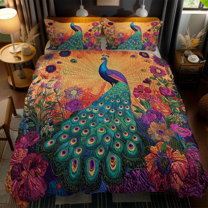 Enchanted Peacock WN1102053CL Quilted Bedding Set