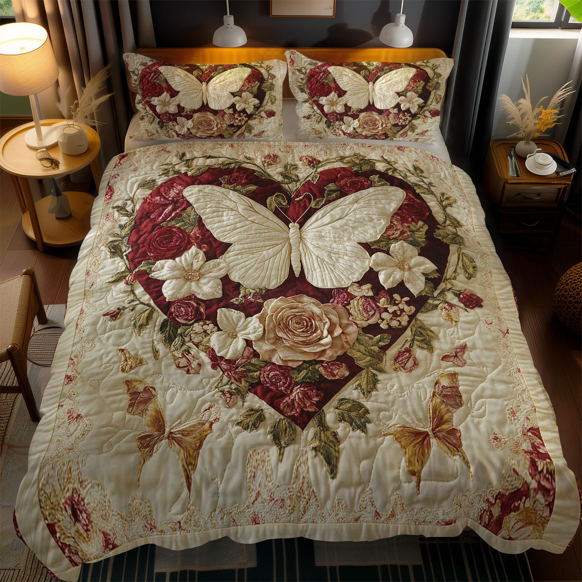 Lace Butterfly WN1102063CL Quilted Bedding Set