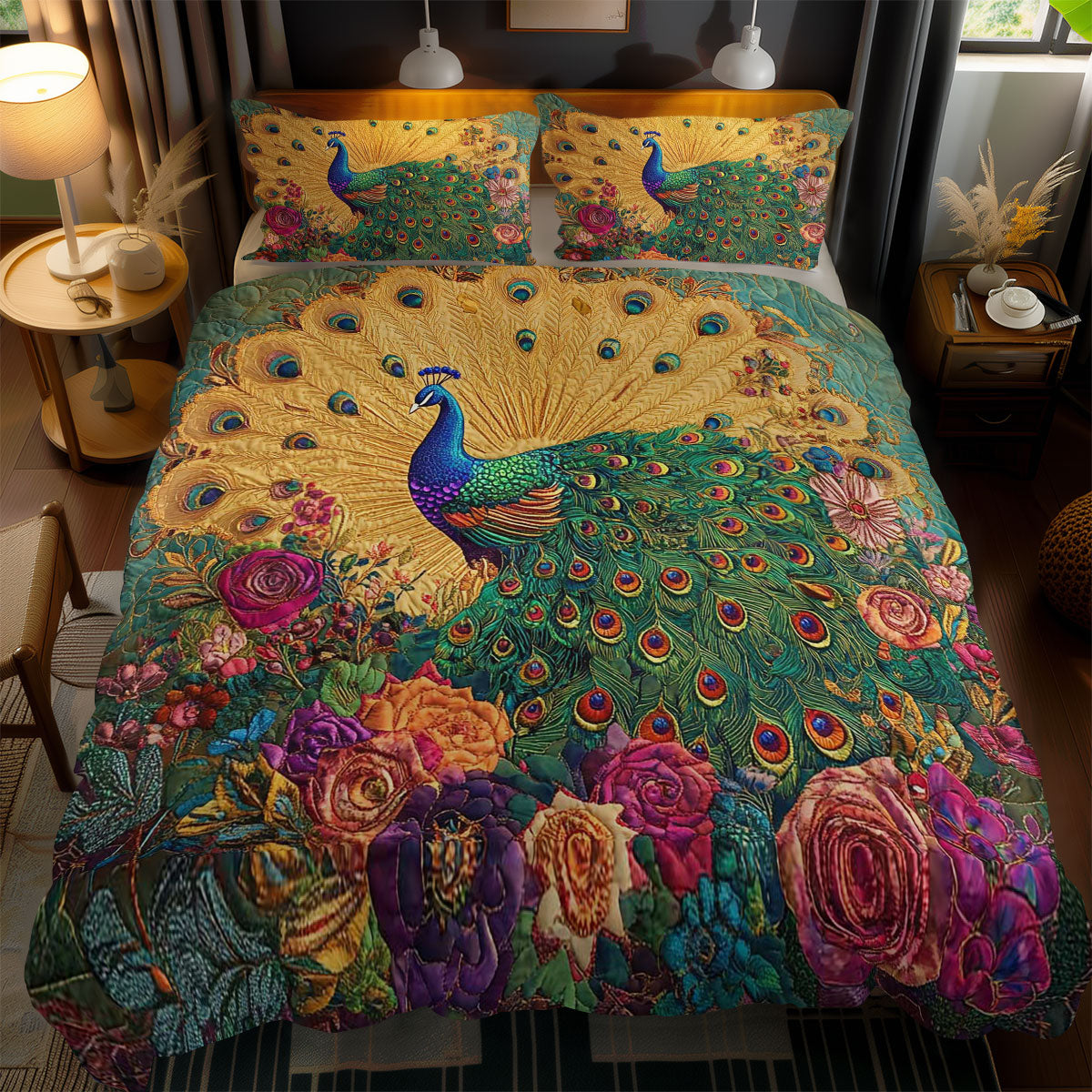 Majestic Peacock WN1102065CL Quilted Bedding Set