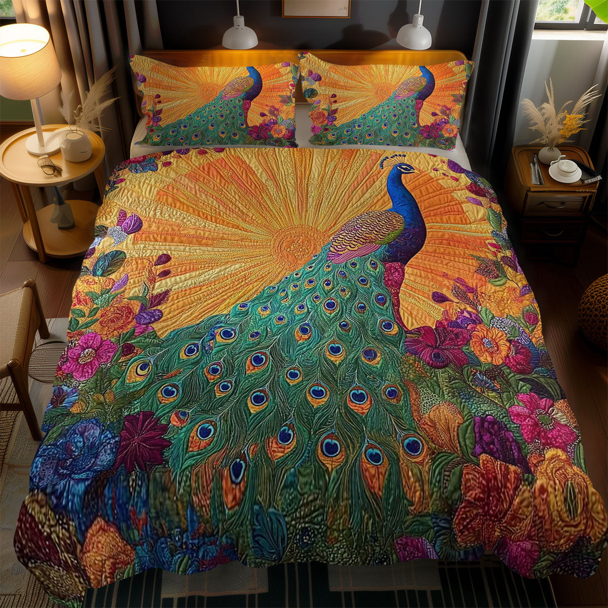 Mystic Peacock WN1102068CL Quilted Bedding Set