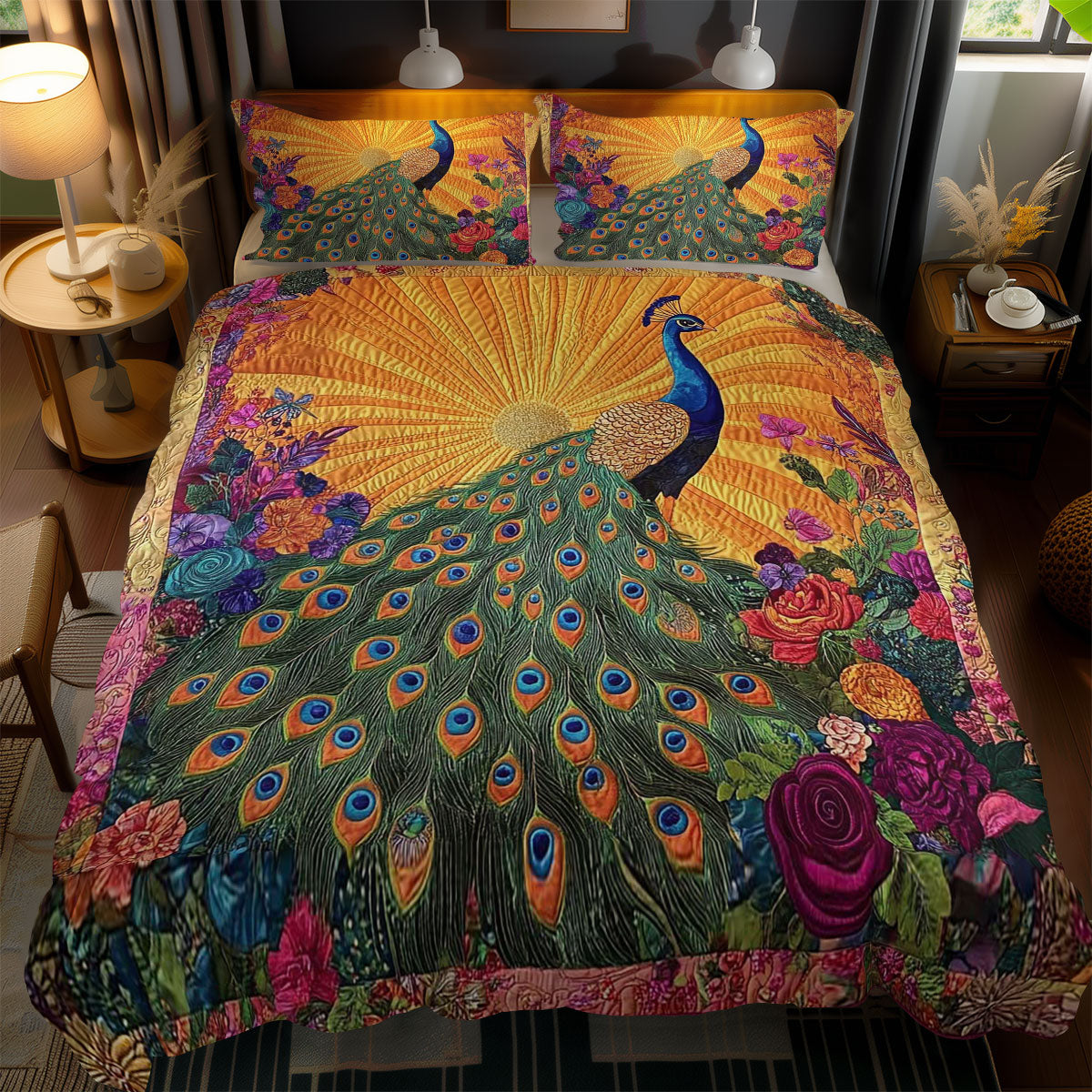 Peacock Elegance WN1102071CL Quilted Bedding Set