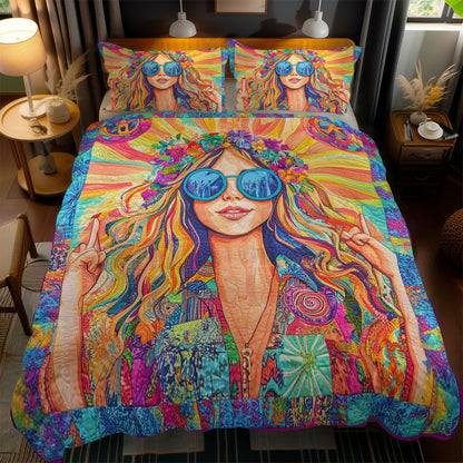 Sunshine Hippie Girl WN1102083CL Quilted Bedding Set
