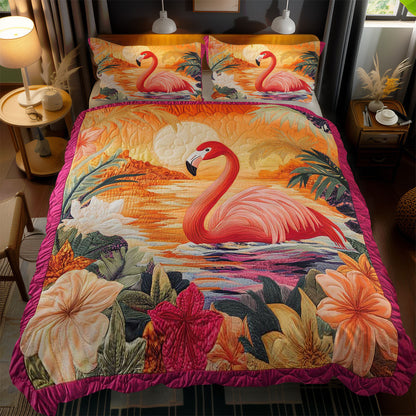 Tropical Flamingo WN1102086CL Quilted Bedding Set