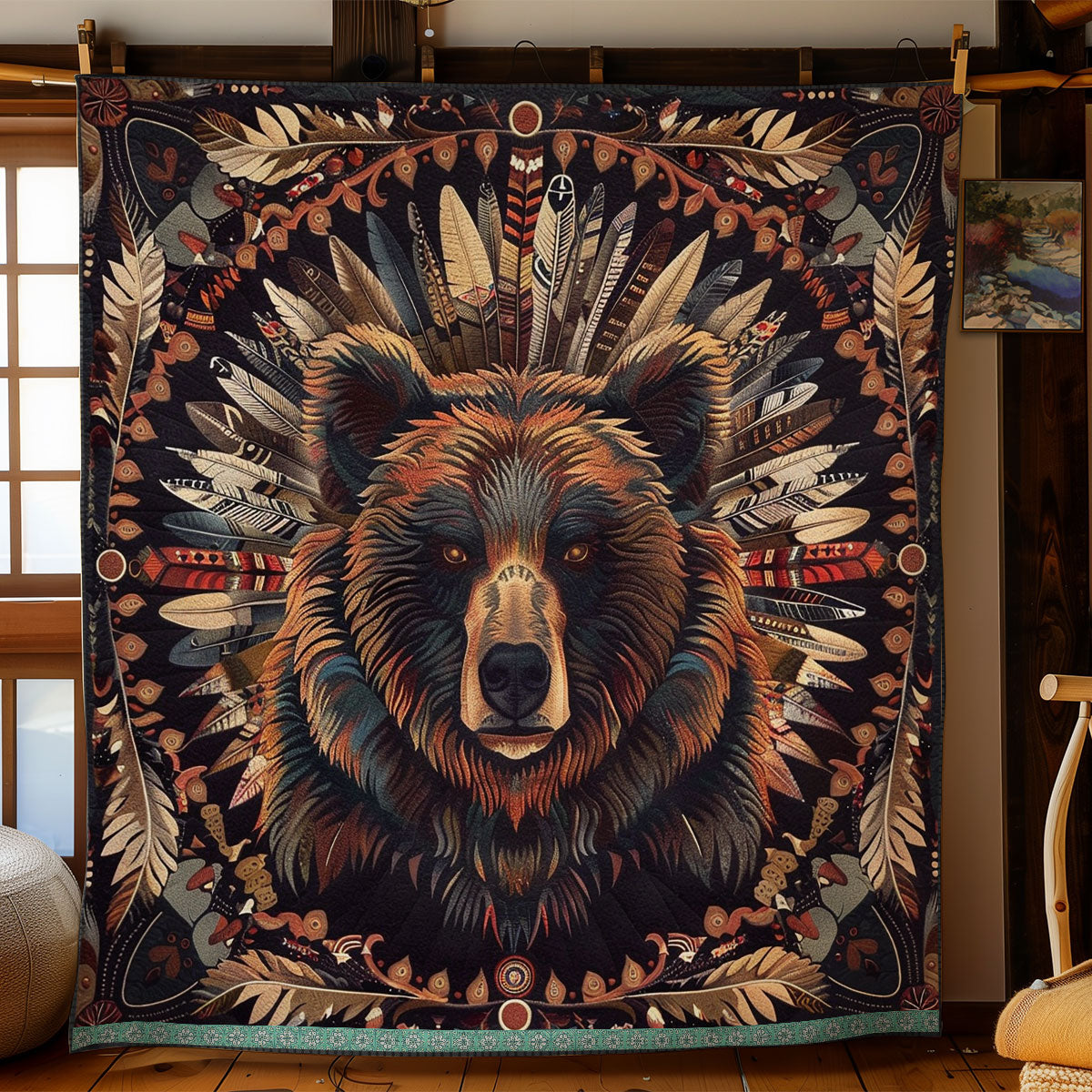 Bear Native American WN0909049CL Quilt Blanket