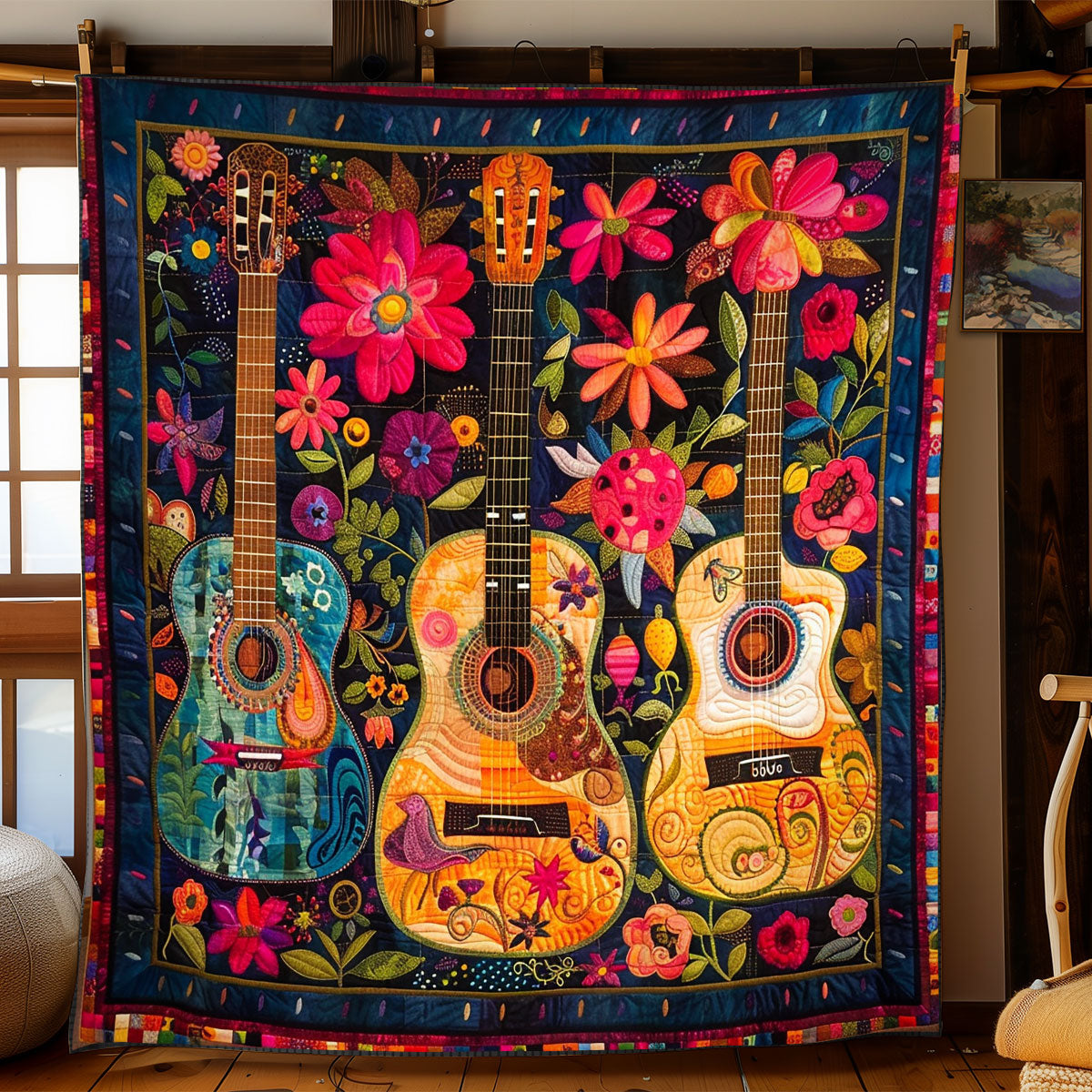 Bohemian Guitar Breeze WN2208134CL Quilt Blanket