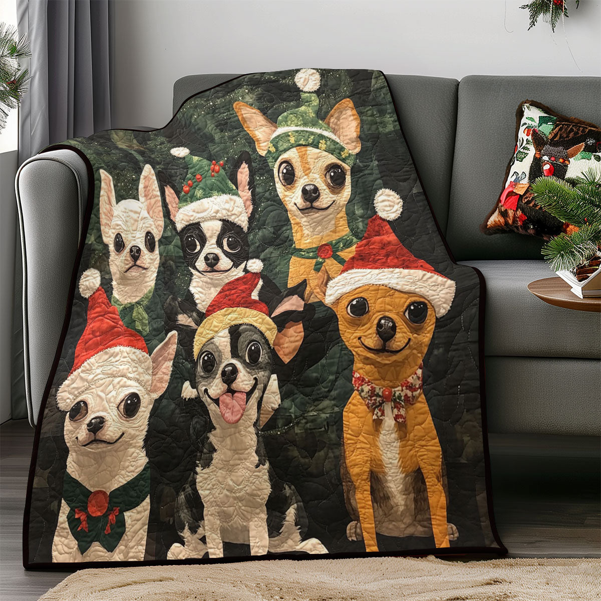 Christmas Chihuahua WM0308019CL Quilt Blanket