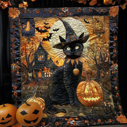 Creepy Cat and Pumpkin WN1908100CL Quilt Blanket