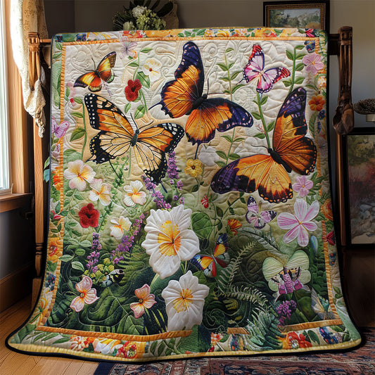 Flowers And Butterflies WM2108021CL Quilt Blanket