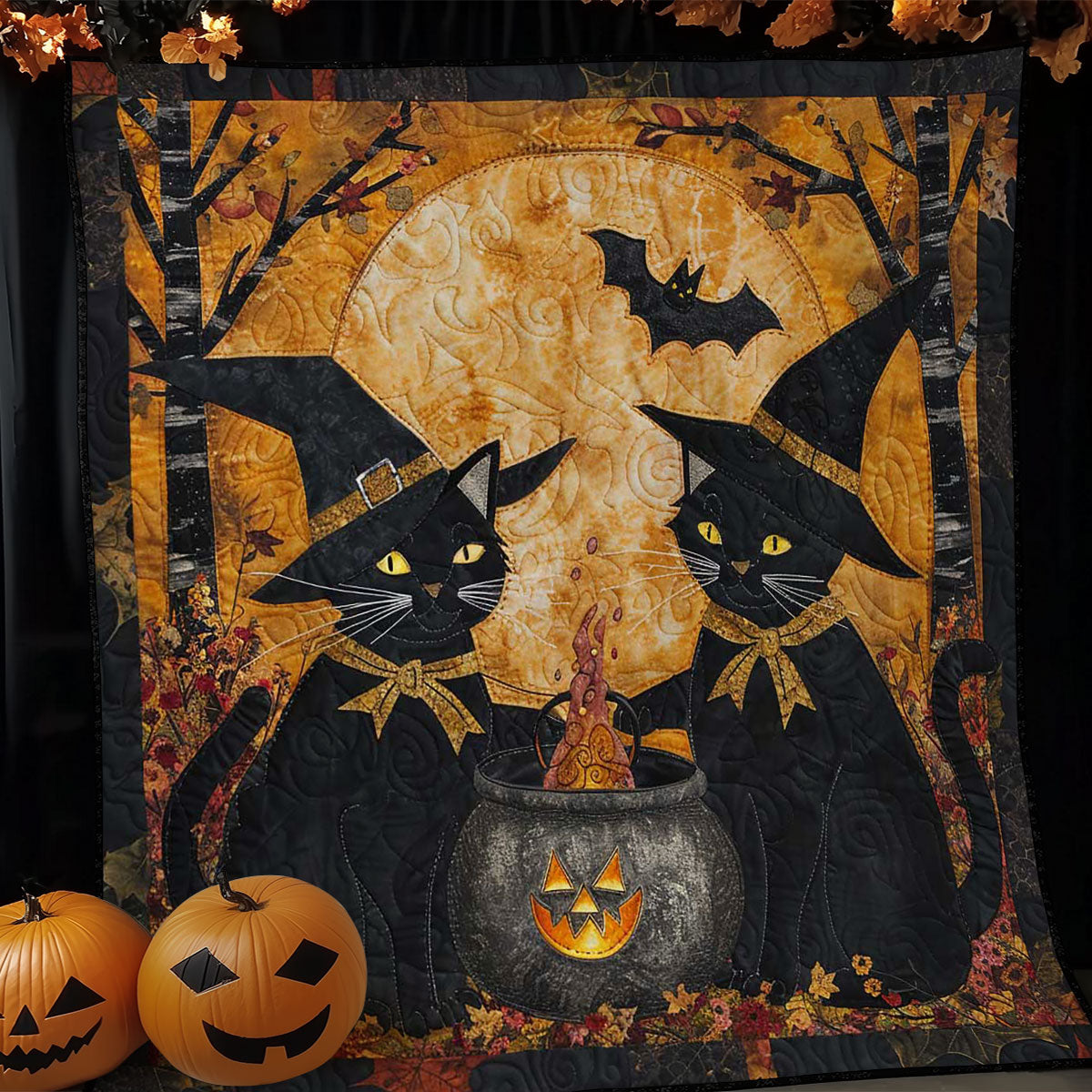 Halloween Cat's Hex WN1408045CL Quilt Blanket