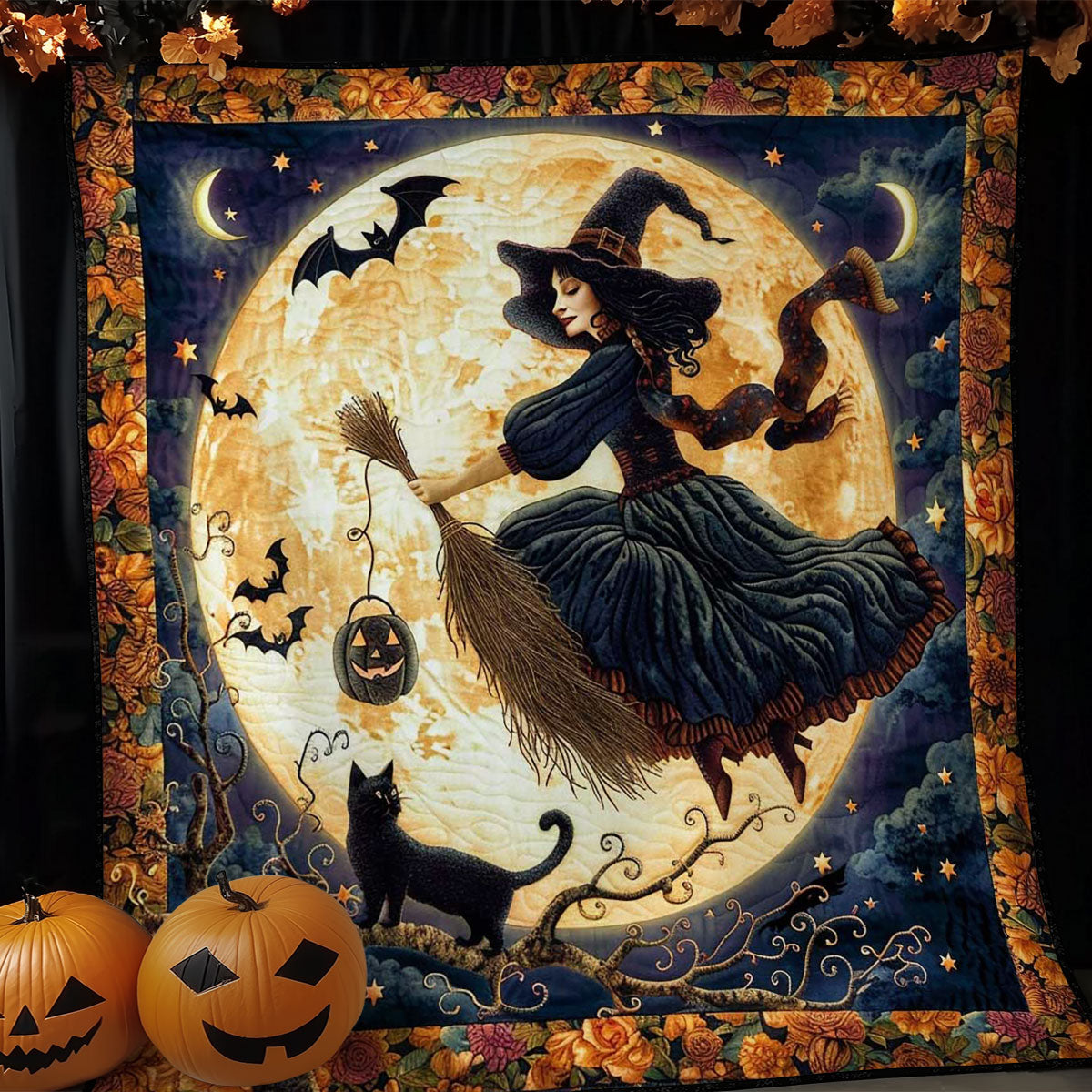 Moonlit Witch's Flight WN1908079CL Quilt Blanket