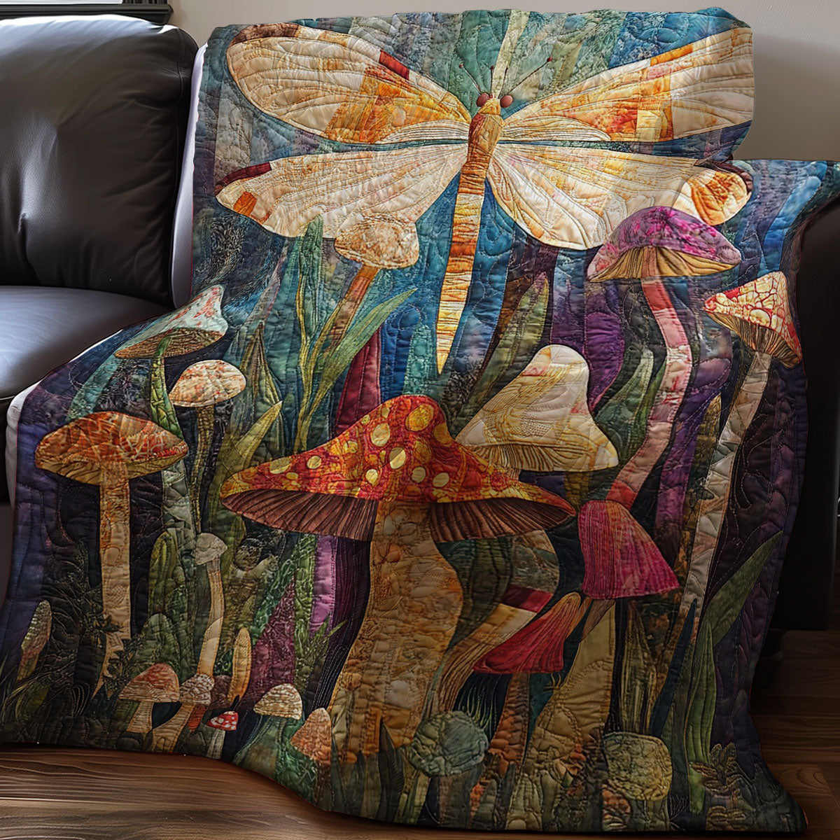Mushrooms Dragonfly WM3107002CL Quilt Blanket