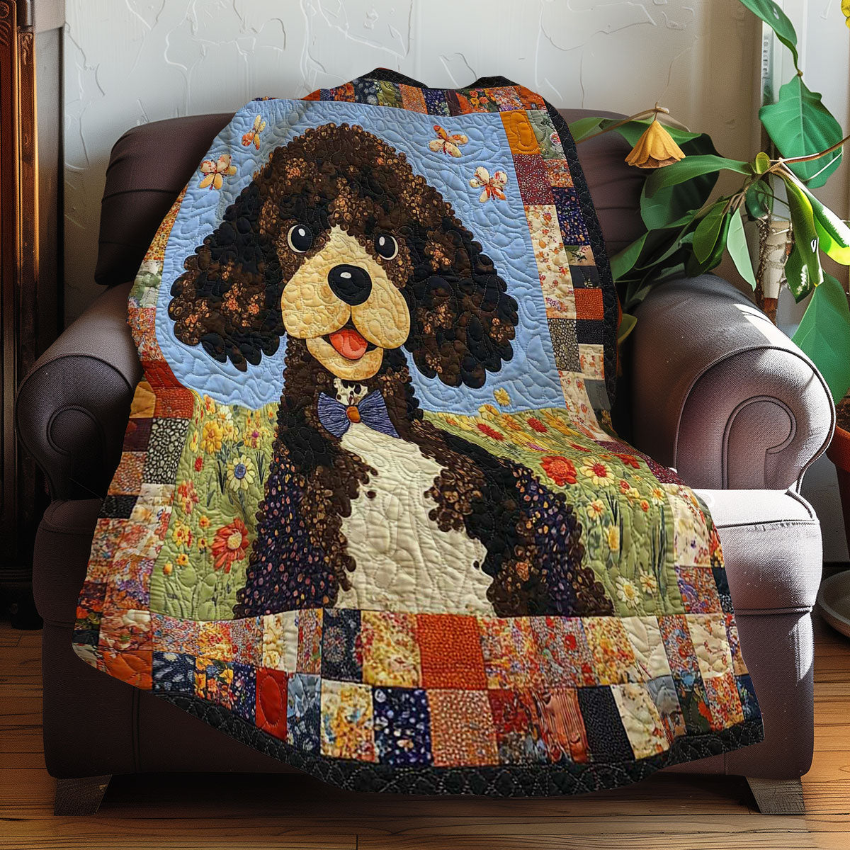 Poodle And Flowers WN0608036CL Quilt Blanket