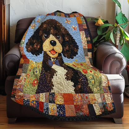 Poodle And Flowers WN0608036CL Quilt Blanket