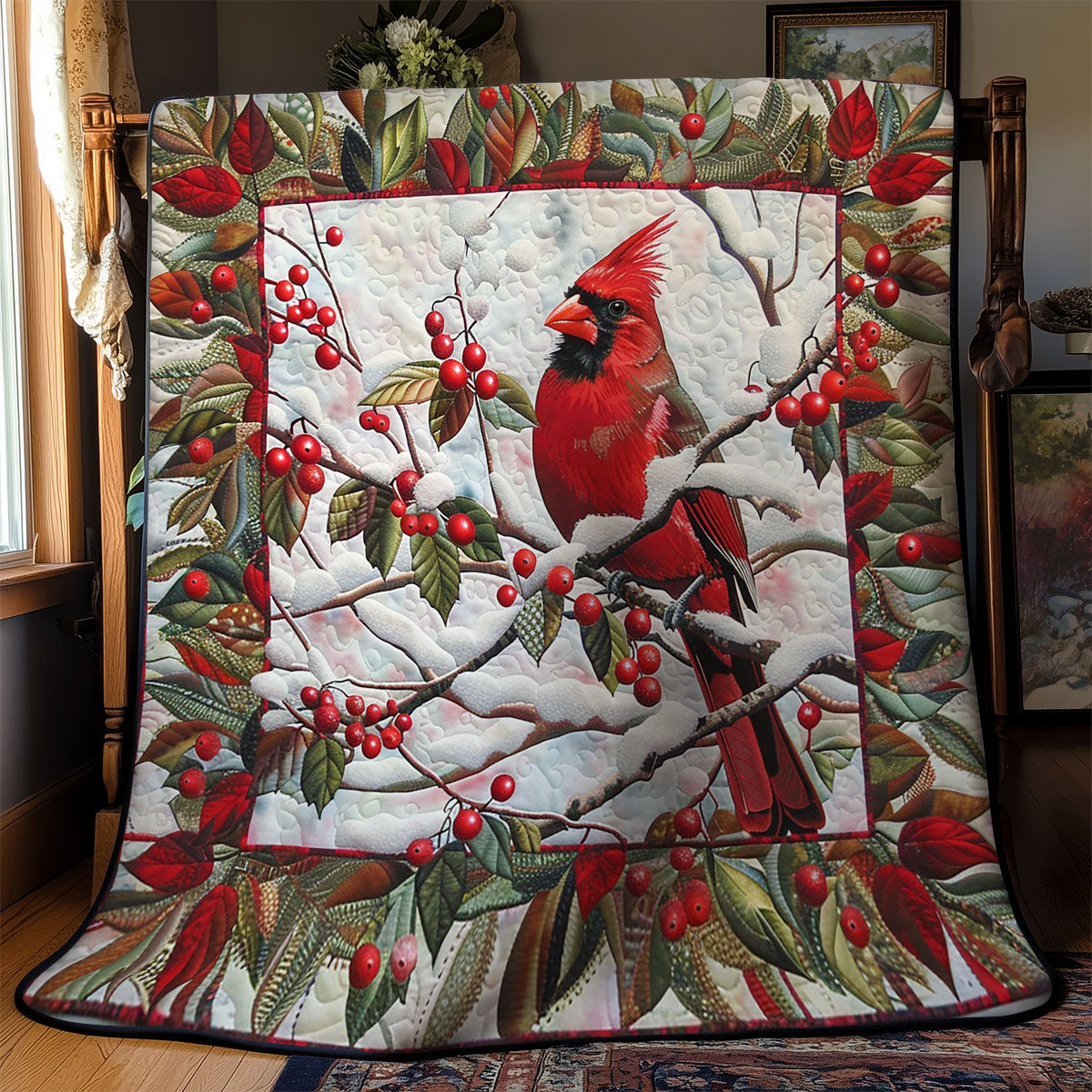 Red Cardinal WM1608033CL Quilt Blanket