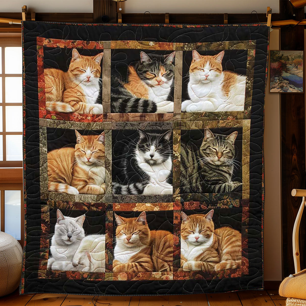 Snoozy Snuggles Cats WN1508084CL Quilt Blanket