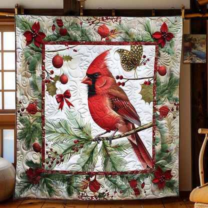 Snowy Cardinal Christmas Throw WN1008074CL Quilt Blanket