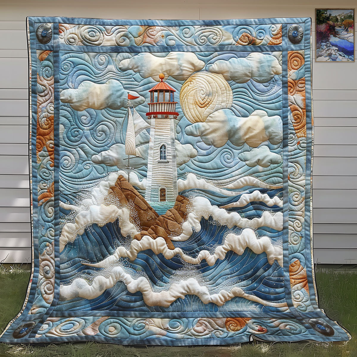 Stormy Lighthouse SR1308031CL Quilt Blanket