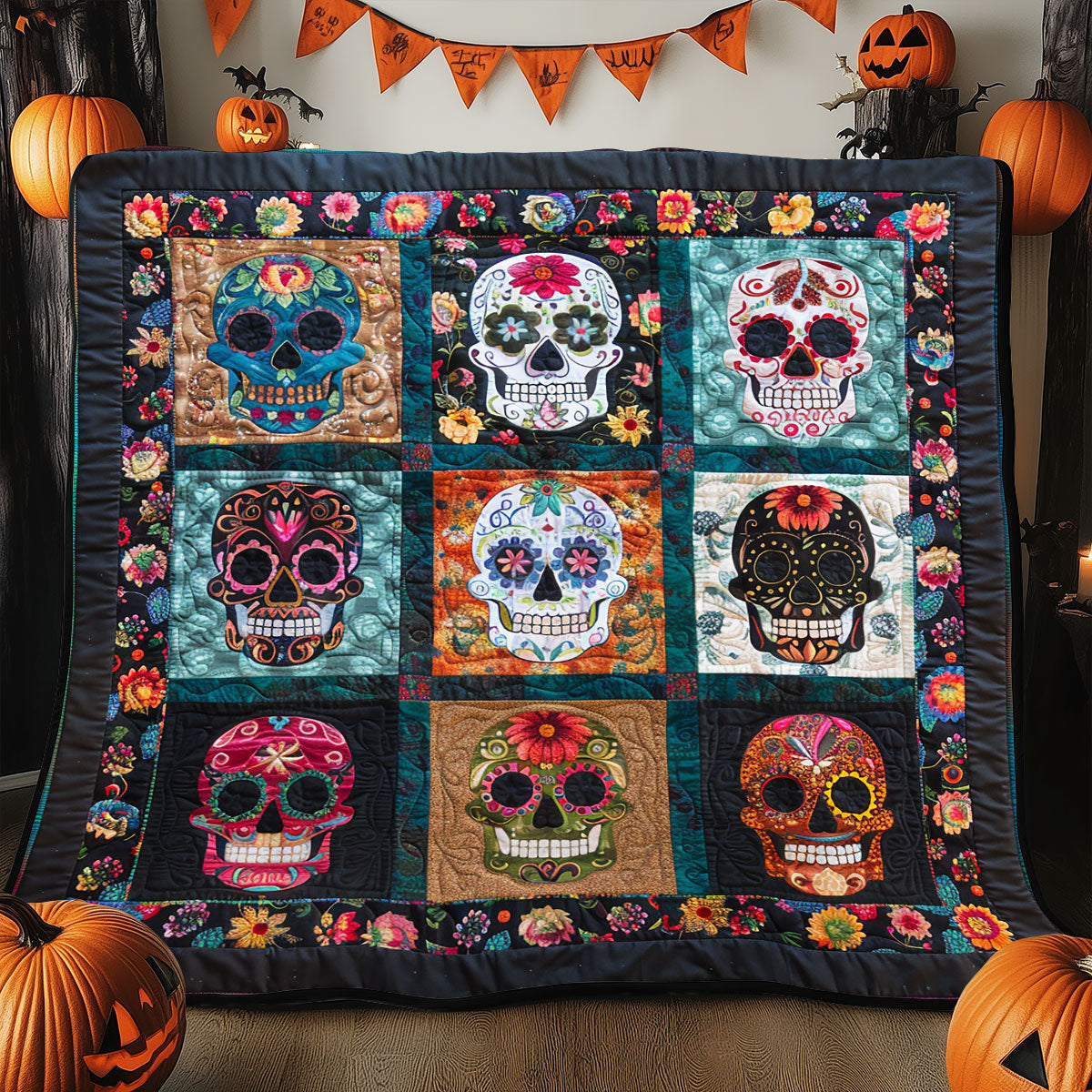 Sugar Skull Magic SR0908045CL Quilt Blanket