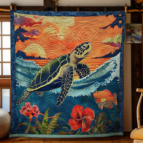 Sunset Turtle Blossom WN1709055CL Quilt Blanket