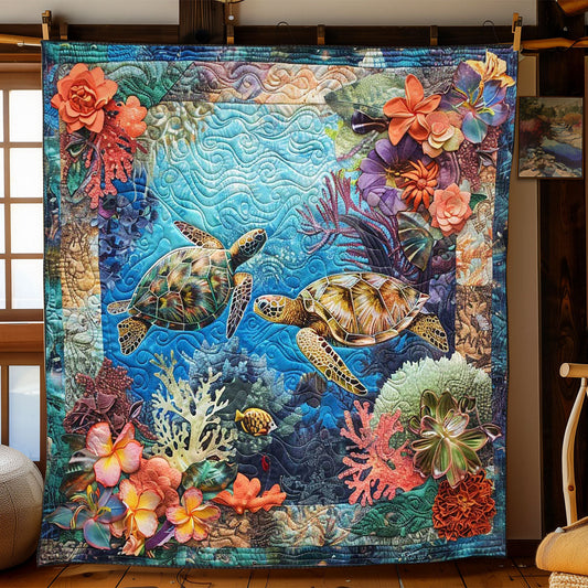 Turtle's Coral Haven WN1008024CL Quilt Blanket