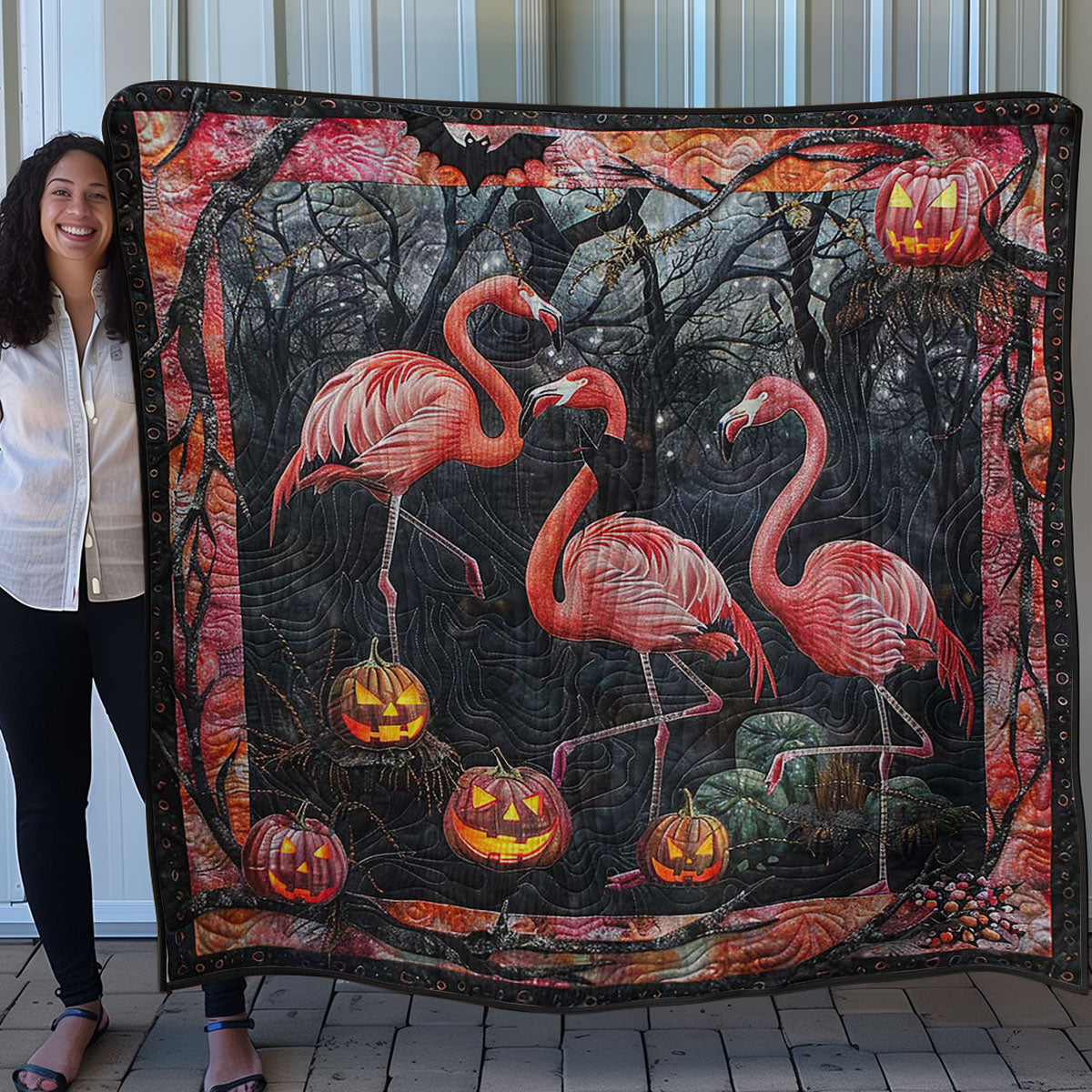 Wicked Flamingo Nest WN0908011CL Quilt Blanket