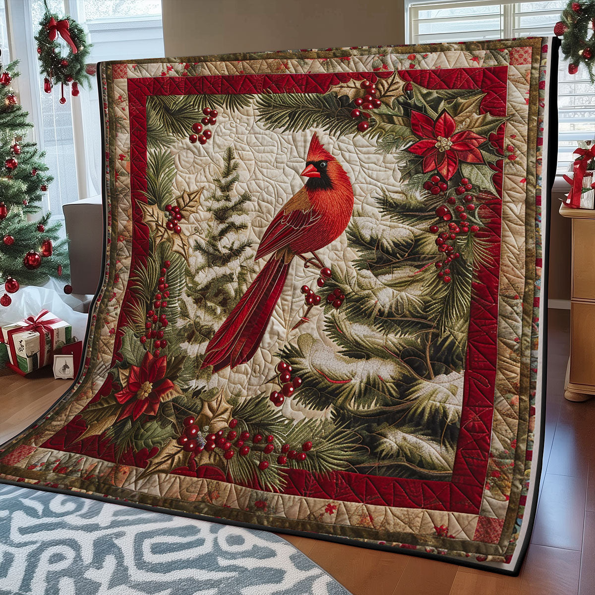 Winter Cardinal SR1408012CL Quilt Blanket
