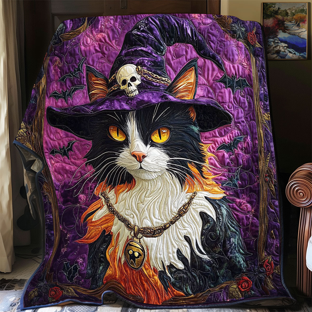 Magic Witch Cat WY1001182CL Quilt Blanket