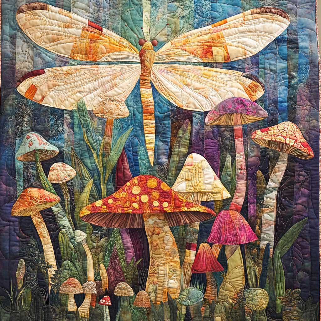 Mushrooms Dragonfly WM3107002CL Quilt Blanket