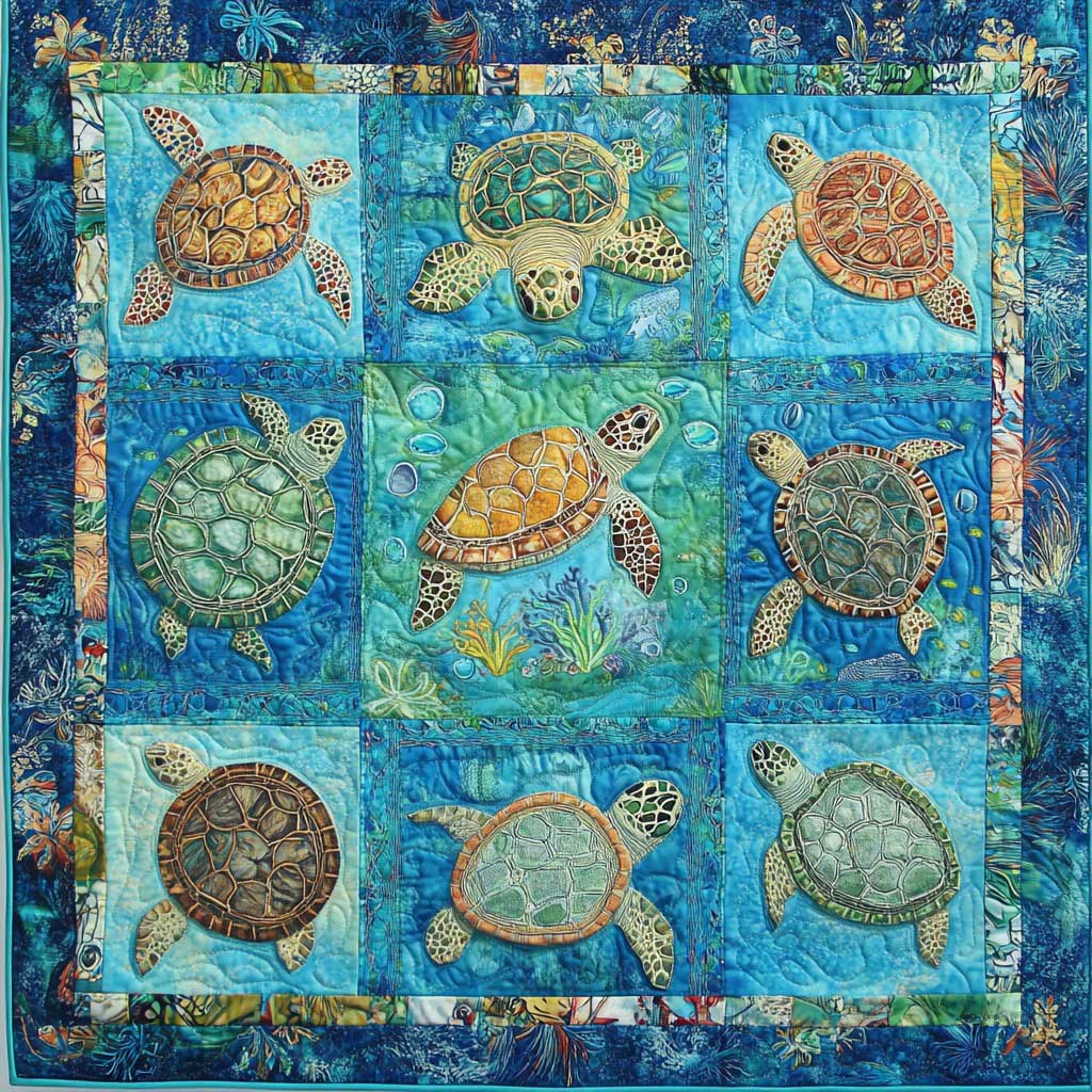 Ocean Turtles WM0208033CL Quilt Blanket
